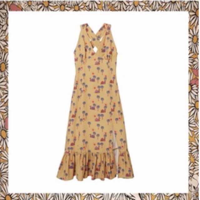 lynaround size xs เดรสสีเหลืองลายอูฐ #lynaround