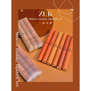 ZUK ลิปสติกเซท 3 สี ลิปเนื้อกำมะหยี่ เนื้อนุ่มละมุน สีชัด ติดทน กันน้ำ Mousse Moist Matte Lipstick matte lasting Non-sticky cup tube whiting lipstick setลิปสติคกันน้ำติดทนขายดี NICEYY