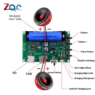 Pam8403 โมดูลรับสัญญาณเสียงสเตอริโอ 5W+5W ช่องคู่ 18650 รองรับการ์ด TF DC 5V