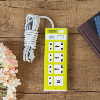 [พร้อมส่งในไทย] ปลั๊กสามตา ปลั๊กไฟ 7 ช่อง 2500 W 220V มีช่องสายเสียบ USB 2 ช่อง สามารถใช้ได้ทุกอุปกรณ์ รับประกันคุณภาพ