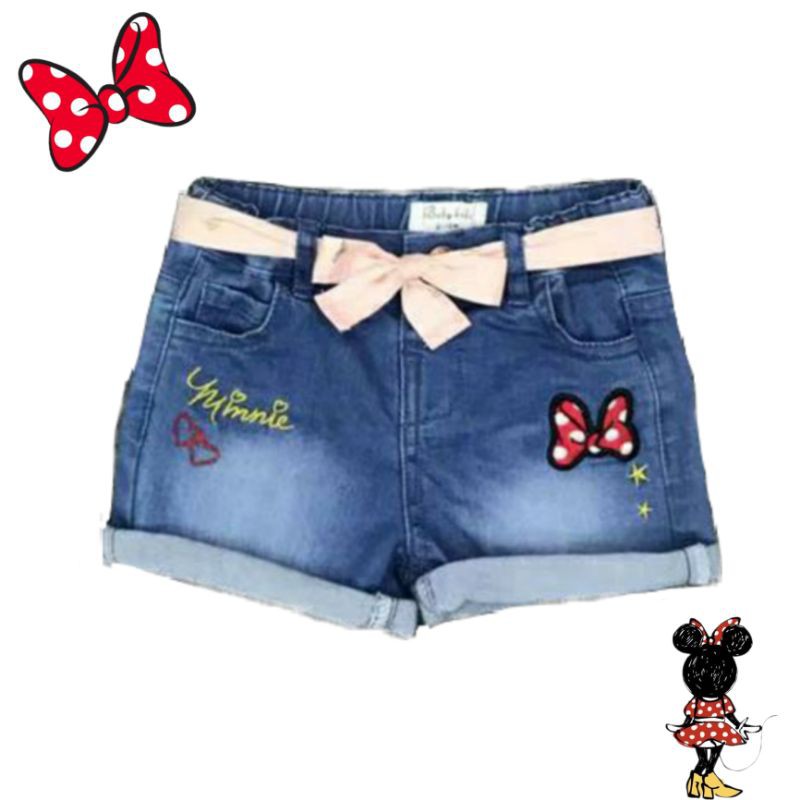 TODDLER GIRLS SHORTS SOFT JEANS HOTPANT EMBROIDERED MINNIE