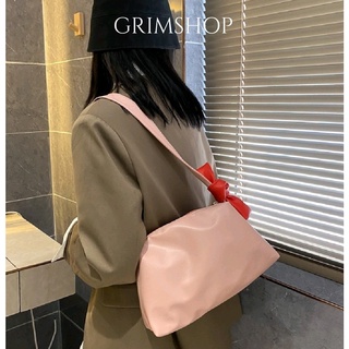 New! กระเป๋าหนัง pu สีชมพูผูกโบว์แดง แบบซิบรูด น่ารักเกาหลีเกาใจ พร้อมส่งจากไทยทันทีไม่ต้องรอพรี มีเก็บเงินปลายทาง