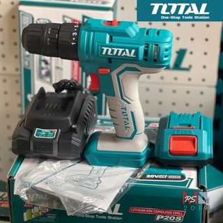 📐TOTAL สว่านแบตเตอรี่ ไร้สาย 20 โวลท์ (แบต 1 ก้อน + แท่นชาร์จ) รุ่น TDLI20011 ( Li-ion Cordless Drill )📐