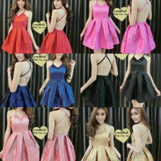 SexyDressเสริมฟองน้ำดูมๆ โชว์หลังxมากค่ะ 6สีพร้อมส่งค่ะ