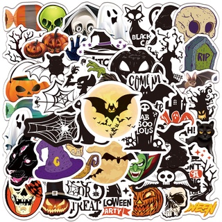 🔥🔥🔥 Waterproof Sticker Halloween 🔥🔥🔥 สติกเกอร์ ไดคัท 𝙿𝚅𝙲 กันน้ำ  50 𝙿𝙲𝚂 + 👻🎃🧙🏻‍♀️🧙🏻‍♂️🍭🕷️🕸️🪓🦇🔥🧛🏻‍♂️🪄🎩