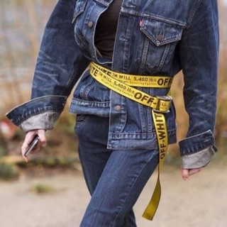 เข็มขัดOff white canvas transparent long belt