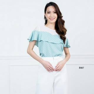 AMILA Blouse AM-B987 พีชสกิน แขนสั้น IGPU22-12