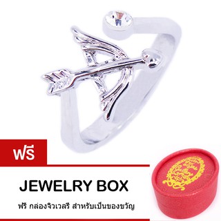 Tips Gallery แหวน ธนูแห่งความรัก หุ้มทองคำขาว ประดับ Austria Crystal รุ่น Cupid Love Ring Design TRS017