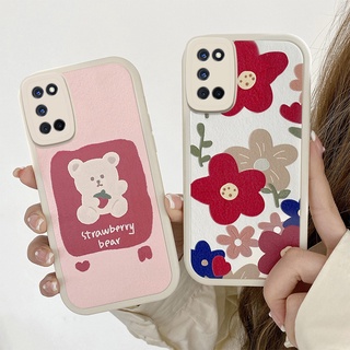 Huawei Y8P Nova 7 7i SE 4e Y9S Y9 Y7 Prime 2019 Mate 40 30 P40 Pro P30 Lite P20 High Quality Lambskin Airbag Anti-fall Cartoon Strawberry Bear Oil Painting Flowers Phone Case Cover KQ 19