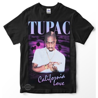 เสื้อยืดผ้าฝ้ายTupac 2 CALIFORNIA LOVE BAND เสื้อยืด พรีเมี่ยม แร็ป ฮิปฮอป travis scott tupac shakur ice cube สนูปด็อก ว