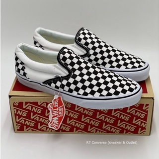 [พร้อมส่ง]  Slip On Checkerboard ส์สลิปออนตารางหมากรุก (สีขาว-ดำ) สินค้าพร้อมกล่อง มีเก็บปลายทาง