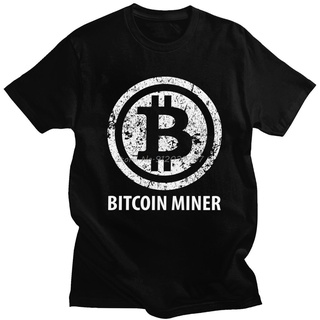 เสื้อยืดผ้าฝ้ายพิมพ์ลายขายดี เสื้อยืดคอกลม แขนสั้น ผ้าฝ้าย ลาย Bitcoin Miner สไตล์วินเทจ สําหรับผู้ชาย