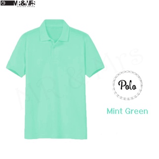 เสื้อโปโล เสื้อคอปกชาย/หญิง แขนสั้น POLO ผ้าCOTTON มีกระเป๋าหน้า (สีเขียวมิ้น) HONEY BIRD