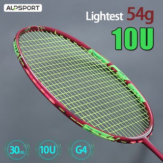 ALP TS 10U 54g สูงสุด 35Lbs Super Light 100% คาร์บอนไฟเบอร์ Pro ไม้แบดมินตันพร้อมสายผูกสีแดง Reket Professional Racquet Raket แบดมินตันสำหรับการฝึกอบรม