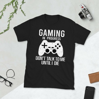 เสื้อยืดคอกลมเสื้อยืดแขนสั้นผ้าฝ้าย 100% พิมพ์ลาย Dont Talk To Me Until I Gamer Gamer สําหรับผู้ชายผ้าฝ้ายแท้