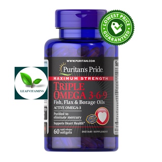 Puritans Pride Maximum Strength Triple Omega 3-6-9 Fish, Flax &amp; Borage Oils / 60 Softgels