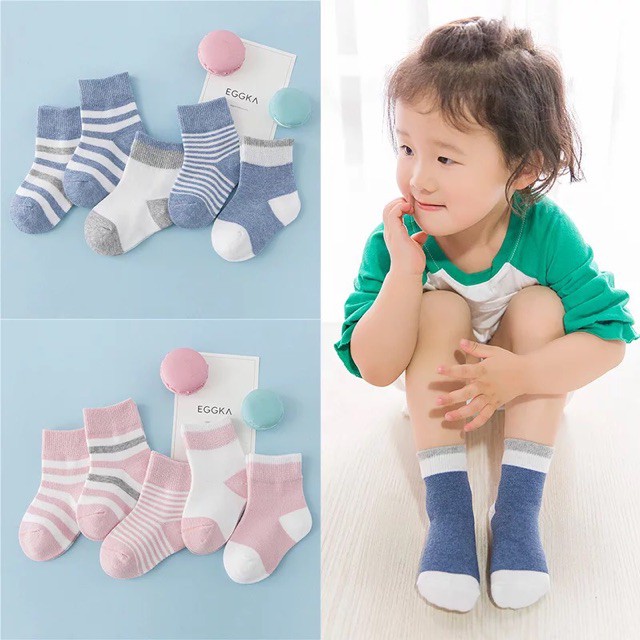 ถุงเท้าเด็กผ้าcottonสีลูกกวาดน่ารัก1 เซต 5 คู่ สำหรับ 0-12ปีอายุเด็กถุงเท้าเด็กชายหญิง / PSO5005