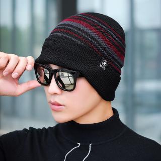 Winter Cycling Beanie Men’s Earmuffs Knitted Hat Warm Woolen Hats