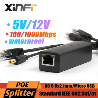 อุปกรณ์เสริม 48 V To 5v / 12v Isolated POE Splitter IEEE 805 2.3 af / AT Waterproof Micro USB Gigabit