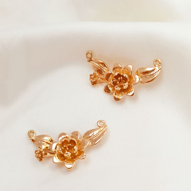 เครื่องประดับ สร้อยคอ สร้อยข้อมือ ชุบทอง 14K ลายดอกไม้ สามมิติ แฮนด์เมด DIY ราคา ถูกที่สุด ดีลบีเคเค แกลเลอรีภาพที่ 2