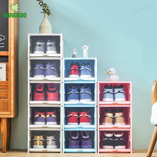 HANGROO H633 กล่องใส่รองเท้า แบบพลาสติก แข็งแรง ประกอบง่าย ฝาหน้าเปิดปิด