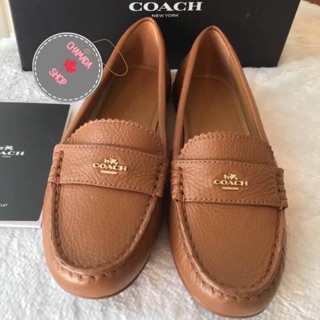 🍃 Coach รองเท้าคัทชู หนังแท้สีน้ำตาล