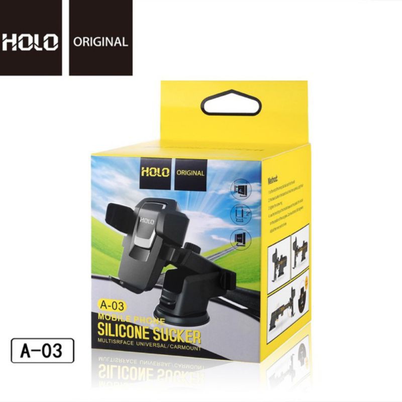 ยึดมือถือในรถยนต์ Car phone holder HOLO A-03 Car Holder Extra Arm 3IN1 ที่ยึดมือถือในรถขาจับโทรศัพท์ ปรับยาวสั้น ที่วางโ