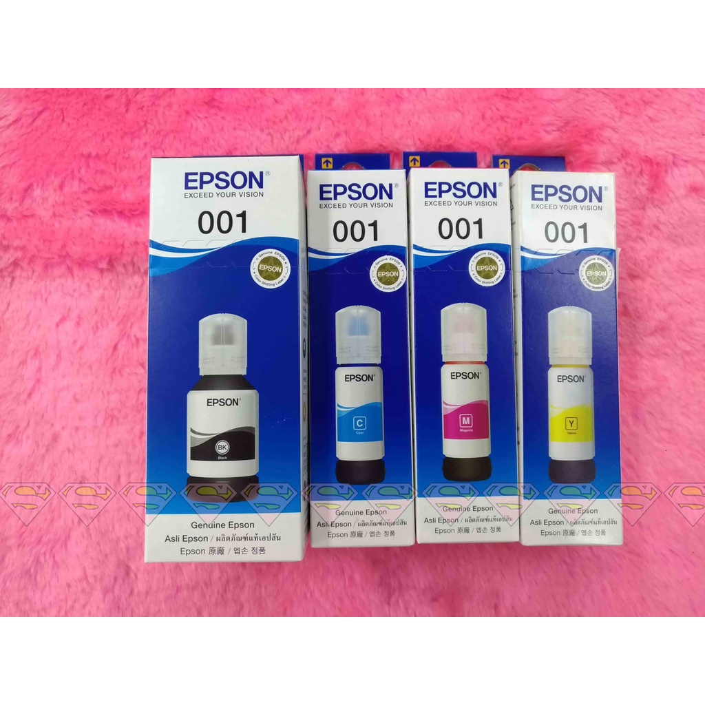 EPSON 001 BK,C,M,Y 4ขวด (ดำ ฟ้า แดง เหลือง) ของแท้