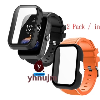 Amazfit GTS 4 Mini เคสและสายคล้อง สําหรับ Amazfit GTS4 Mini Sport Watch Band PC เคสกระจกนิรภัย Amazfit ซิลิโคนสายรัด GTS 4 Mini ฟิล์มกันรอยหน้าจอ อุปกรณ์เสริม