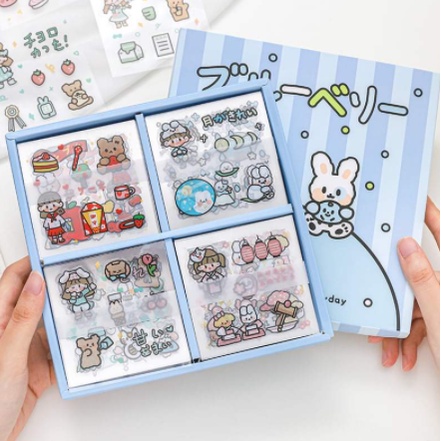 พร้อมส่ง สติ๊กเกอร์ 100แผ่นไม่ซ้ำลาย พร้อมกล่อง รุ่น ST-3117 Sticker PVC น่ารักกันน้ำ ไดอารี่ สติ๊กเกอร์ไดคัท