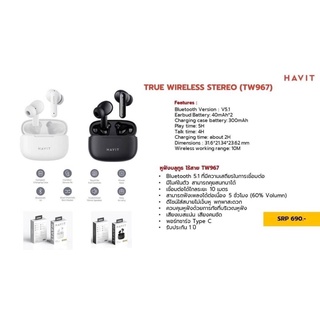 Havit True Wireless TWS TW967 (BLACK,WHITE)