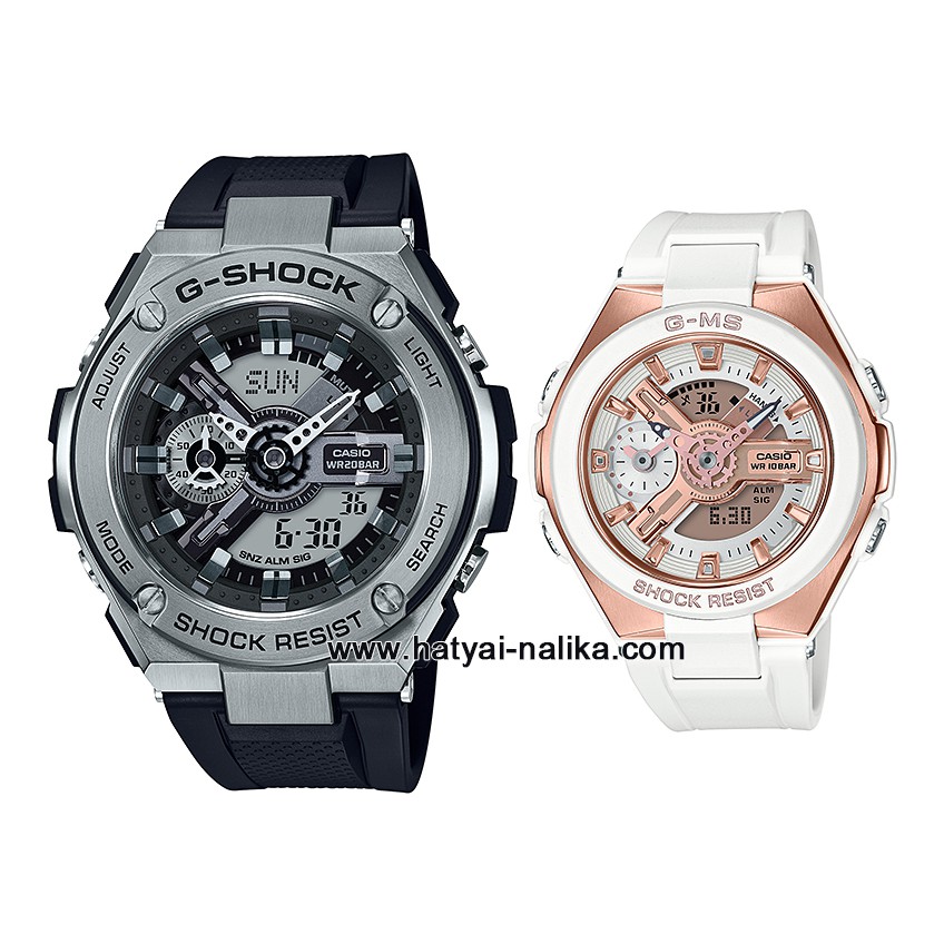 นาฬิกา Casio G-SHOCK x BABY-G คู่เหล็กSteel เซ็ตคู่รัก G-STEEL x G-MS series รุ่น GST-410-1A x MSG-400G-7A Pair set