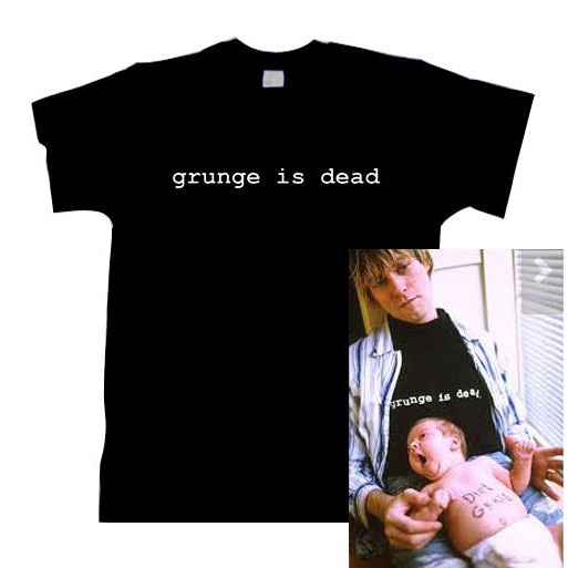 เสื้อยืดลําลอง ผ้าฝ้าย 100% แขนสั้น คอกลม พิมพ์ลายกราฟฟิคร็อค Grunge Is Dead Tee Kurt Cobain Nirvana 90S ทรงหลวม แฟชั่นส