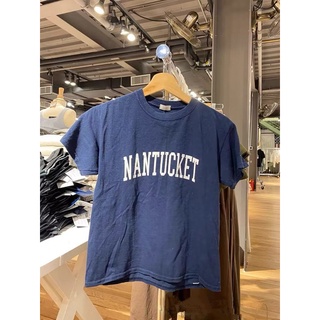 [S-5XL] [SR-STUDIO] Brandy Melville BM American Navy Blue NANTUCKET เสื้อยืดลําลอง ผ้าฝ้าย แขนสั้น พิมพ์ลายตัวอักษร อินเ