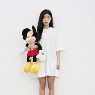 *พร้อมส่ง*M5919 เดรสผ้ายืด ชายระบาย สกรีนลายที่อก