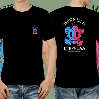 แขนสั้นcrew neckเสื้อยืด พิมพ์ลาย Drown me in darkness Nvay สีขาวดํา พรีเมี่ยม Distro S-XXXXL