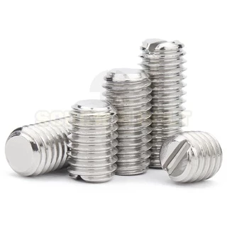 สกรู ตัวหนอน ผ่าหัว ปลายตัด สแตนเลส 304 เกลียวมิล หยาบ M2 M2.5 M3 M4 Slotted Set Screw w/ Cup Point