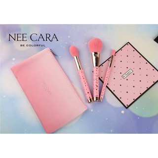 NEE CARA STAR 3PCS BRUSH SET (N904) : NEECARA ชุด แปรง แต่งหน้า 3ชิ้น+กระเป๋า x 1 ชิ้น