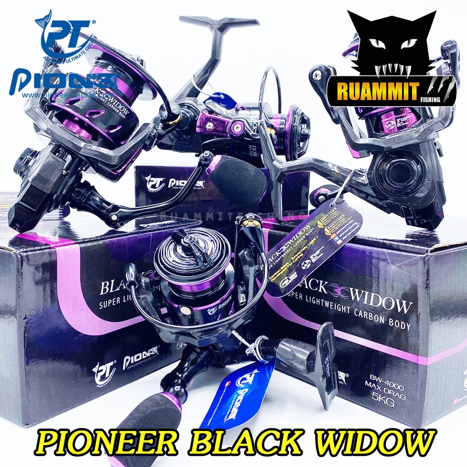 รอกสปินนิ่ง รอกตกปลา PIONEER BLACK WIDOW BW-1000/2000/3000/4000 (สีม่วงดำ)