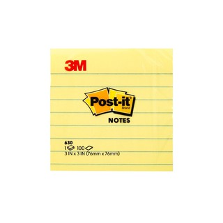 โพสต์-อิท 630 โน้ต มีเส้น 3x3 นิ้ว เหลือง 100 แผ่น/เล่ม  Post-It 630 Note, 3x3 inch yellow lines 100 sheets / book