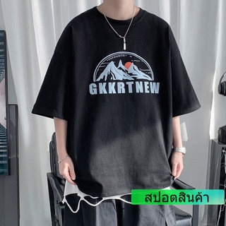 เกาหลี  ใหม่ยอดนิยม  ลายภูเขา  หลวม  แขนสั้น  เสื้อยืด  2สี  M~3XL