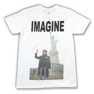 tshirtเสื้อยืดคอกลมฤดูร้อนWanyg เสื้อยืดลําลอง แขนสั้น พิมพ์ลาย John Lennon Statue Of Liberty สไตล์คลาสิก สําหรับผู้ชาย