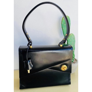 Lancel black leather vintage top handle