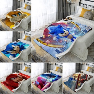 ผ้าห่ม ผ้าสักหลาด ลายการ์ตูนโซนิค The Hedgehog Sonic &amp; Tails &amp; Knuckles 4 ขนาด สําหรับเครื่องปรับอากาศ