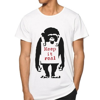 T-shirt  เสื้อยืด ผ้าฝ้าย 100% พิมพ์ลายลิง Keep It Real สวมใส่สบาย คุณภาพดี สําหรับผู้ชายS-5XL