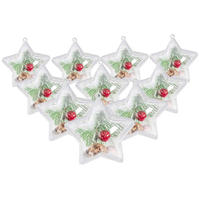 10 Sets 80mm DIY Fillable Balls Clear Plastic Ornaments Balls Christmas ...