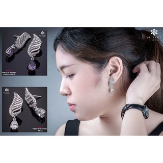 Silvery by Ar-Kang ✨ต่างหูแฟชั่น ประดับอัญมณีAmethyst(อเมทิส) และเพชรCZ