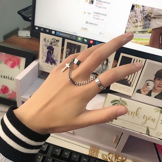 Fashion Korea Ins Net Red Jump Disc Chain Cross Combination Ring Punk Hip-hop One-piece Ring Men and Women Ring