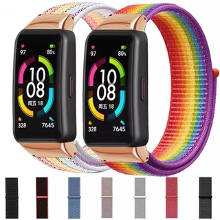 สายไนลอนคุณภาพสูงสำหรับ Huawei Band 6/Honor Band 6 สร้อยข้อมือแบบทอกีฬาอุปกรณ์เสริม