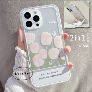 ใหม่ เคสโทรศัพท์มือถือ หนา ลายดอกไม้ พร้อมที่ตั้งวาง สําหรับ iphone case se 2022 7 8 plus XR 11 12 13 pro max